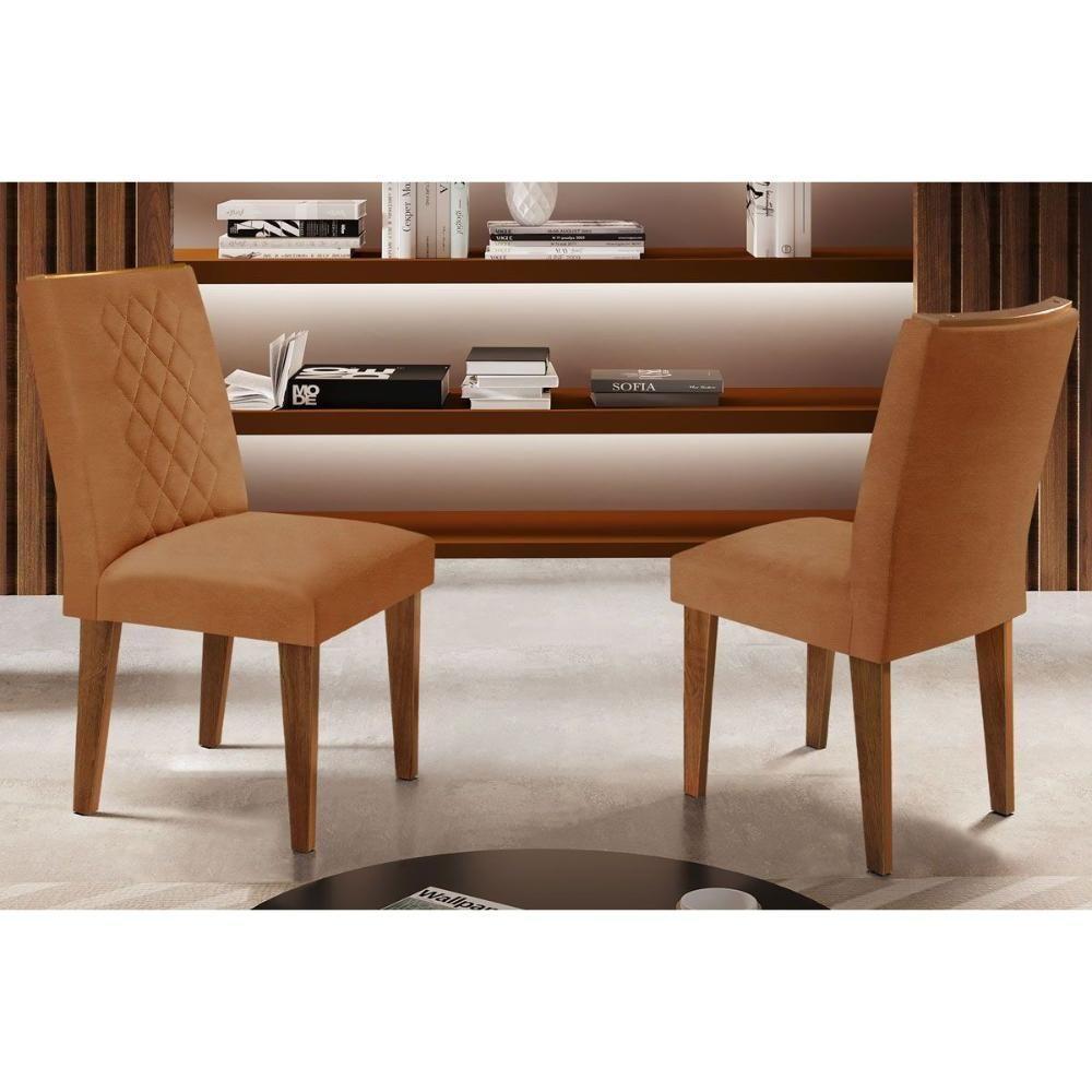 Kit 2 Cadeiras Sala Jantar Jade 2 Un Madeira Capuccino-suede Marrom - Rufato - 6