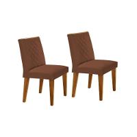 Kit 2 Cadeiras Sala Jantar Jade 2 Un Madeira Capuccino-suede Marrom - Rufato - 1