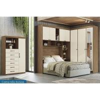 Quarto Casal Completo 2 Peças (1guardaroupa+1cômoda) Qc92 Jatoba/areia - Santos Andirá - 1