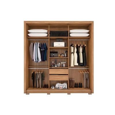 Guarda Roupa Casal Moema Flex 3 Portas de Correr 2 Gavetas Amêndola-Nude ou Preto