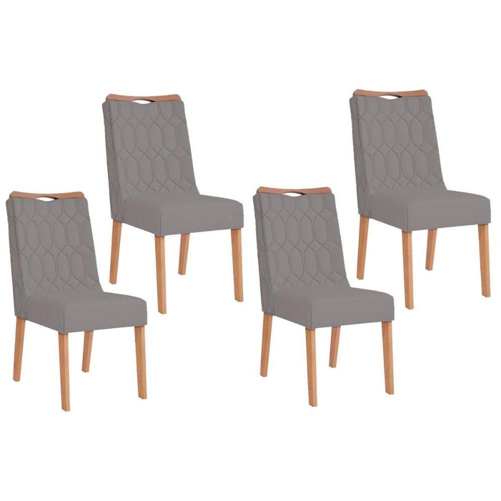 Cadeira Sala De Jantar Bia Kit 4 Un Cedro-suede Lunar - Dj Móveis - 1