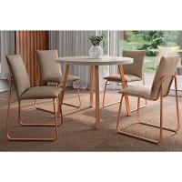 Sala De Jantar Completa Stellar 1599 Aço C- Tampo Madeirado 100cm E 4 Cadeiras Soft Rose-petra - Rose-areia - Carraro - 1