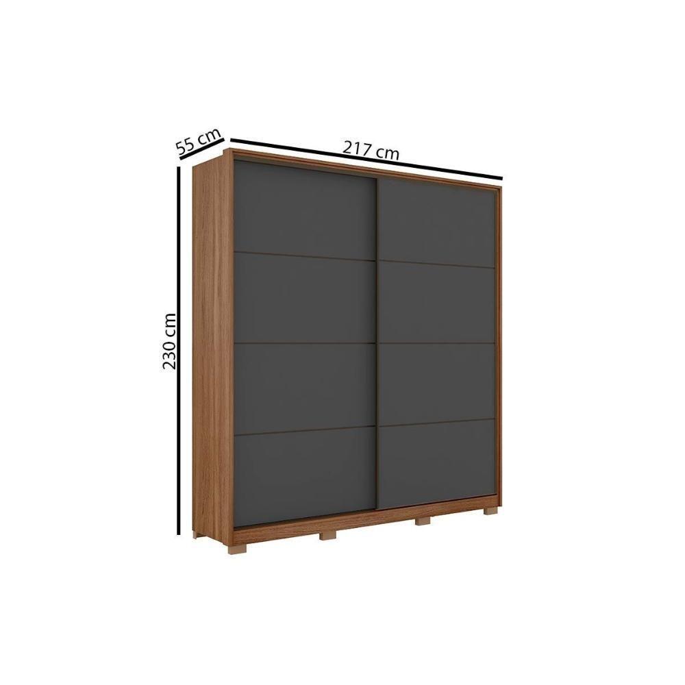 Guarda Roupa Solteiro 2 Portas De Correr E 3 Gavetas C- Pés Belga Flex Amêndola-amêndola Ou Grafito - 4