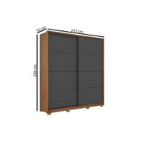 Guarda Roupa Solteiro 2 Portas De Correr E 3 Gavetas C- Pés Belga Flex Amêndola-amêndola Ou Grafito