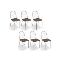 Cadeira Sala De Jantar Noruega 2c077 Kit 6 Un Cromado-marrom 21 - Kappesberg - 1