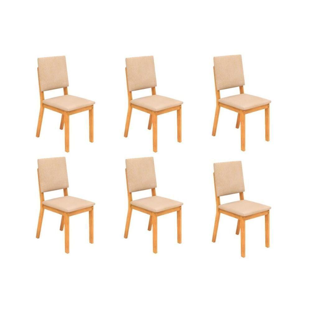 Cadeira Sala De Jantar Talia Kit 6 Un Cedro-suede Creme - Dj Móveis - 1