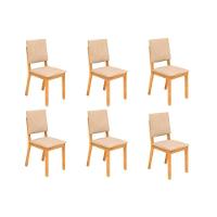 Cadeira Sala De Jantar Talia Kit 6 Un Cedro-suede Creme - Dj Móveis - 1