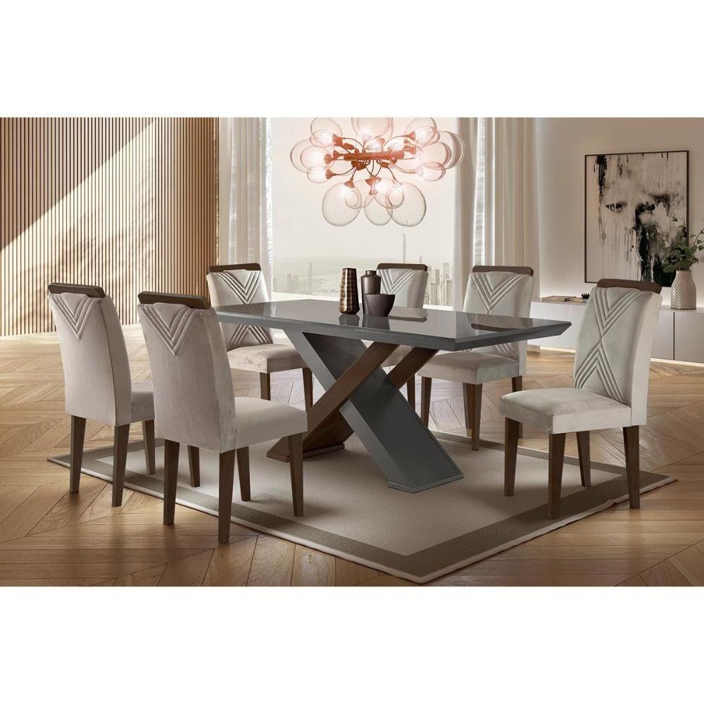 Kit 2 Cadeiras Sala Jantar Amsterdã 2 Un Madeira Capuccino-suede Creme - Rufato - 5