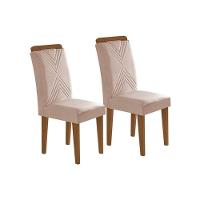 Kit 2 Cadeiras Sala Jantar Amsterdã 2 Un Madeira Capuccino-suede Creme - Rufato - 1