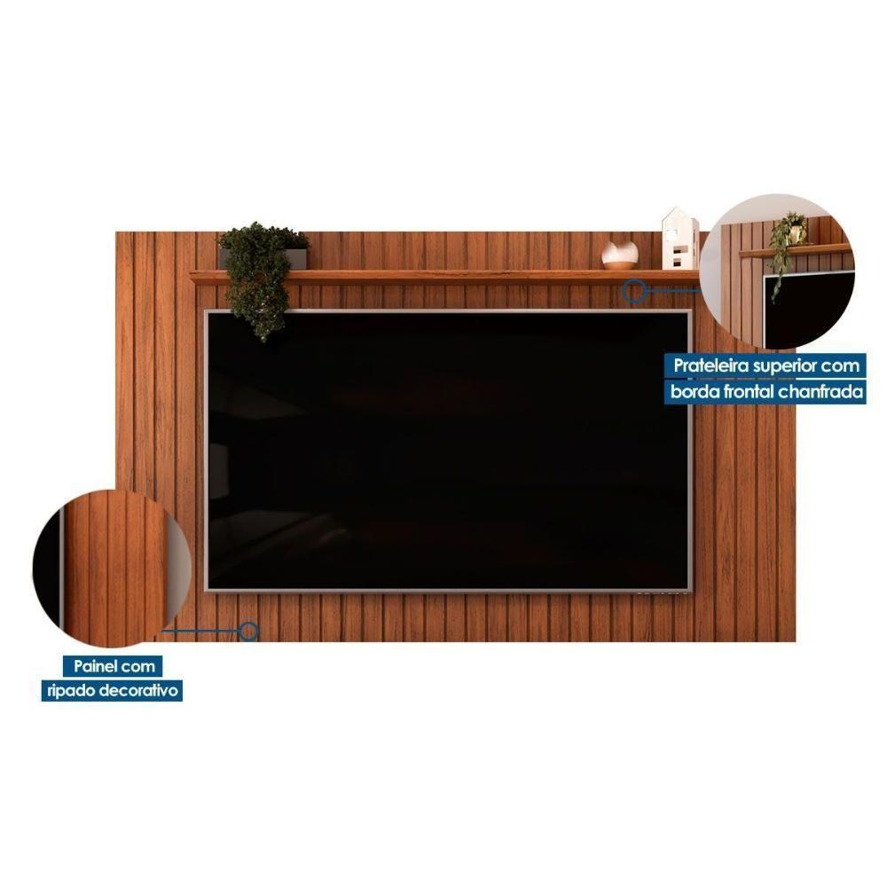 Home P/ Tv Até 65 Pol Lume Ripado C/ Prateleira 175x108cm Freijo - Dj Móveis - 3