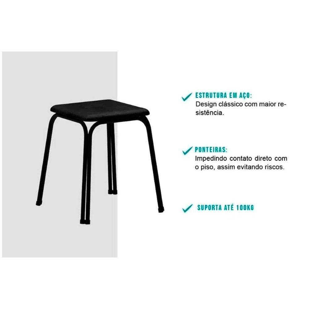 Mesa De Sala Jantar Dobrável E 4 Banquetas 1748 Branco - Carraro - 3