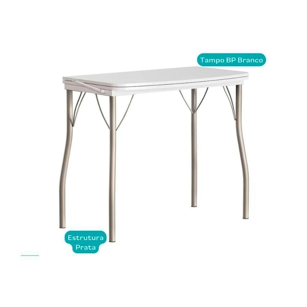 Mesa De Sala Jantar Dobrável E 4 Banquetas 1748 Branco - Carraro - 8