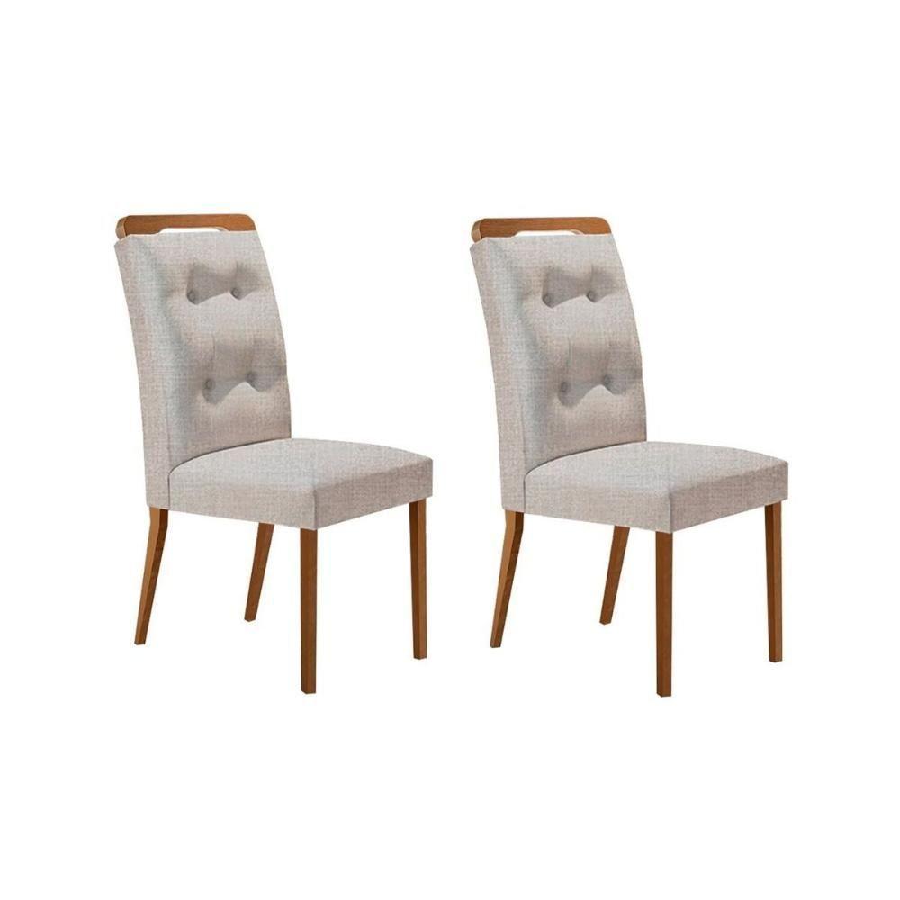 Kit 2 Cadeiras Sala Jantar Imperatriz 2 Un Madeira Capuccino-suede Creme - Rufato - 2