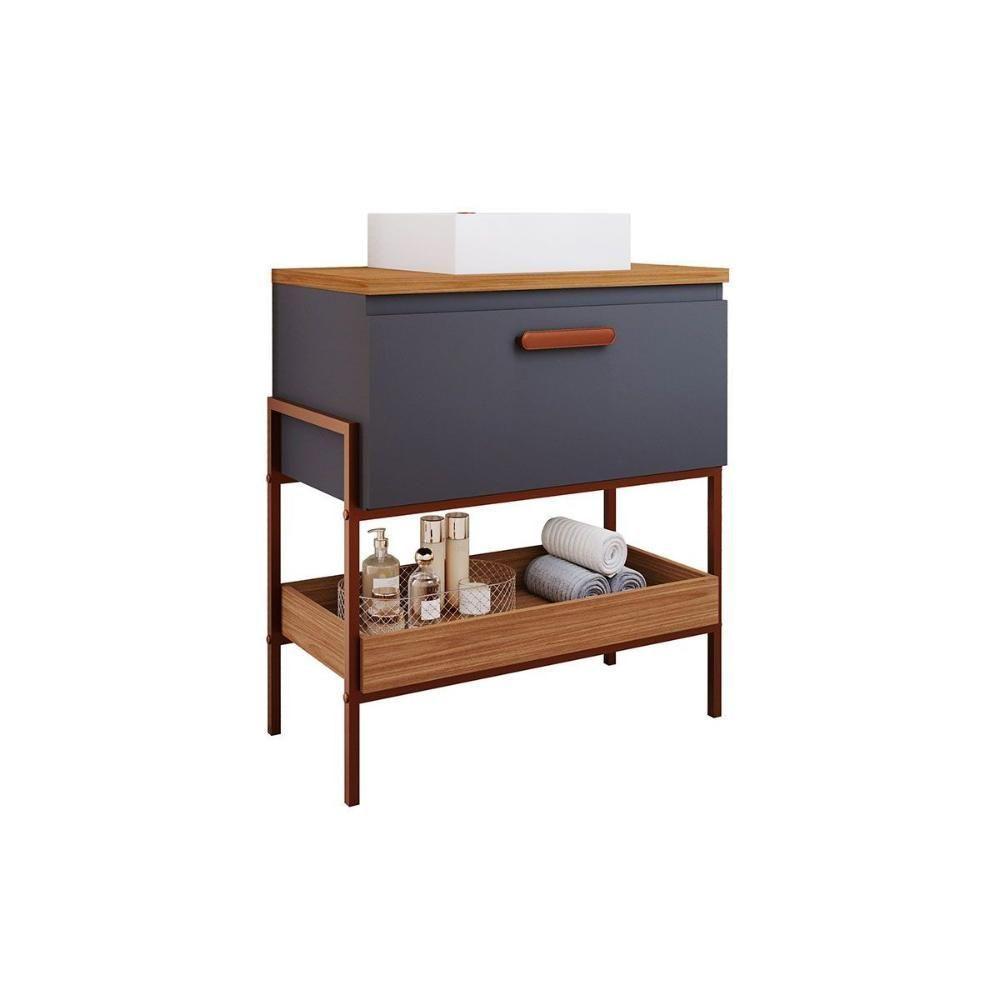 Gabinete De Banheiro Balcão Portinari 1 Porta Com cuba 80cm Pistache-freijo - Mgm - 3