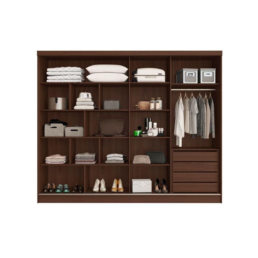 Guarda Roupa Casal 2 Portas De Correr Ripada (1 C- Espelho) E 4 Gavetas Galati Peroba-off White - Europa - 3