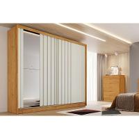 Guarda Roupa Casal 2 Portas De Correr Ripada (1 C- Espelho) E 4 Gavetas Galati Peroba-off White - Europa - 1