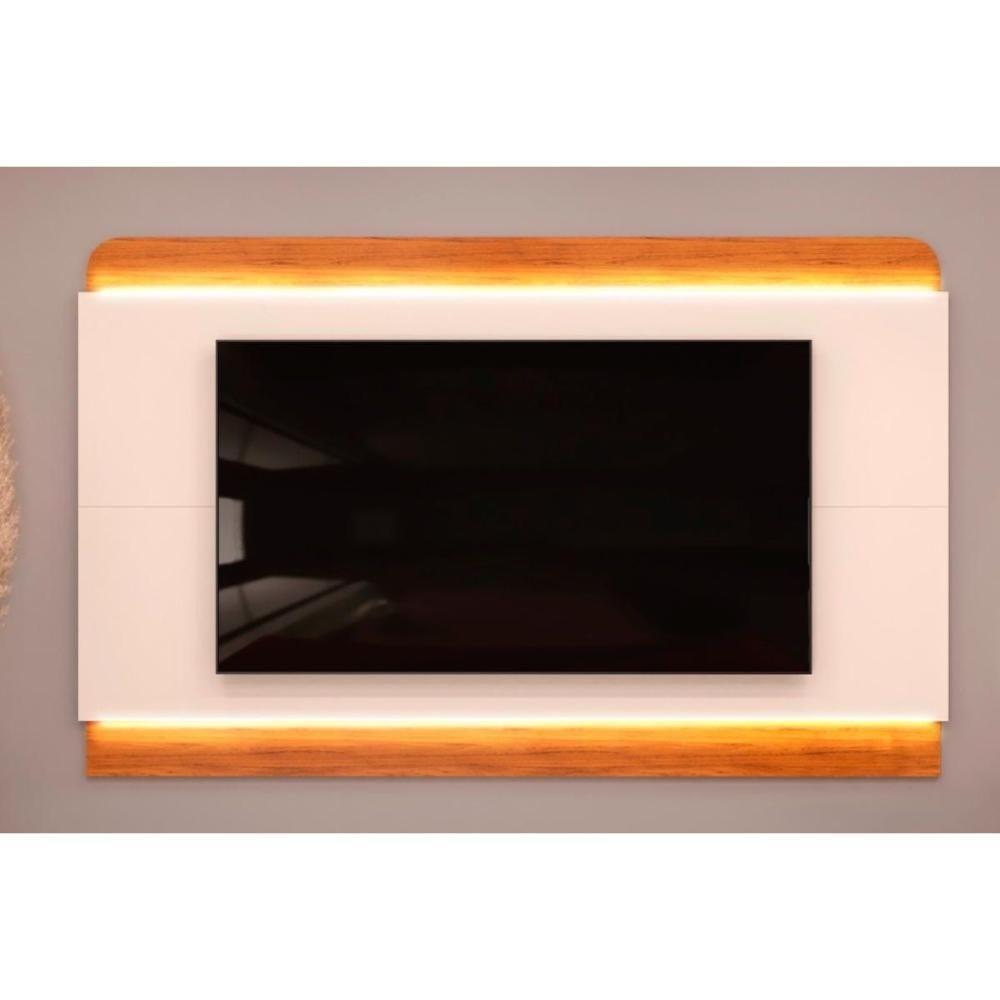 Painel Home Para Tv Até 75 Polegadas Nadine Com Led 219x136cm Off White-freijó - Dj Móveis - 1