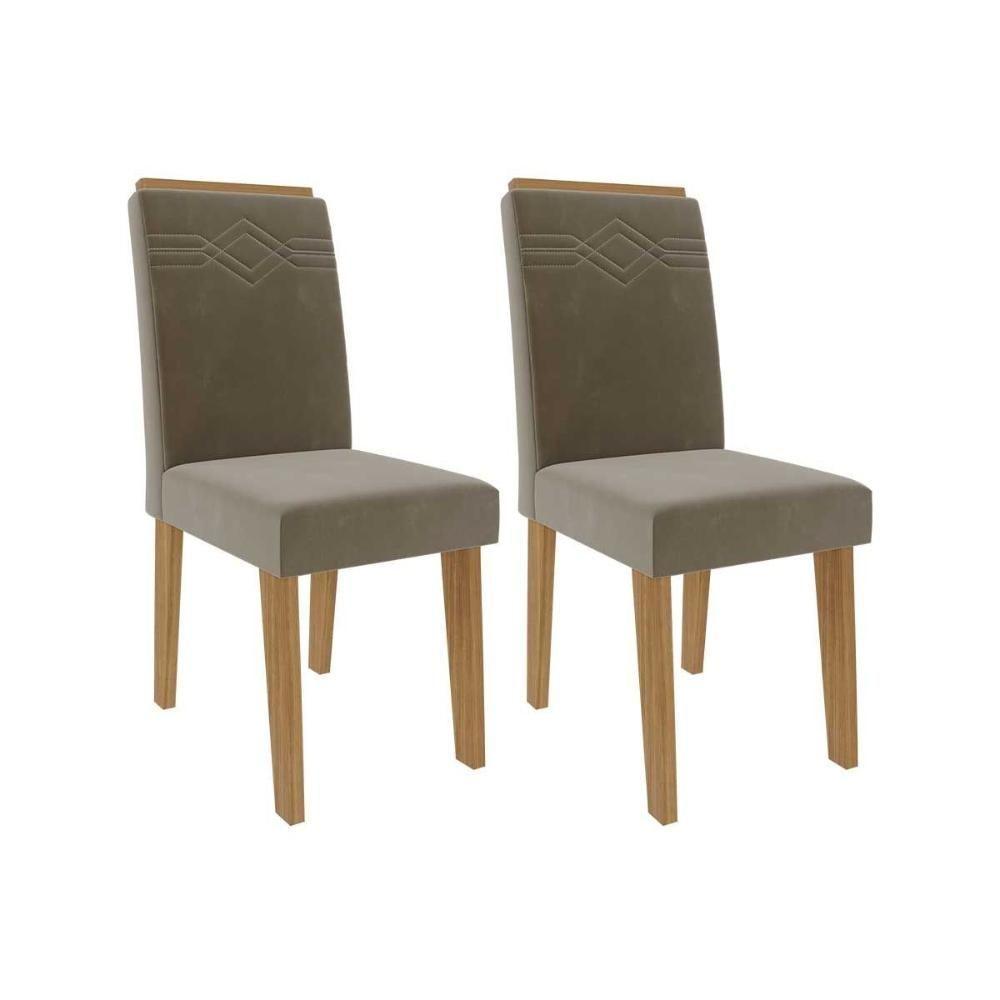 Cadeira Sala De Jantar Taís Kit 2 Un Nature-suede Joli Chocolate - Cimol - 1