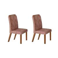 Kit 2 Cadeiras Sala Jantar Melissa 2 Un Madeira Capuccino-suede Capuccino - Rufato - 1