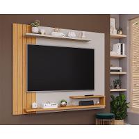 Painel Home Para Tv Até 50 Pol Floripa Com Prateleiras Ripado 161x135cm Off White-nature - Permóbili - 1