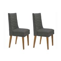 Kit 2 Cadeiras De Cozinha Dafne Imbuia-suede Grafite - Rufato - 1