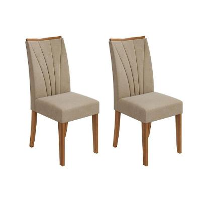 Kit 2 Cadeiras De Cozinha Apogeu Amêndoa-suede Creme - Lopas