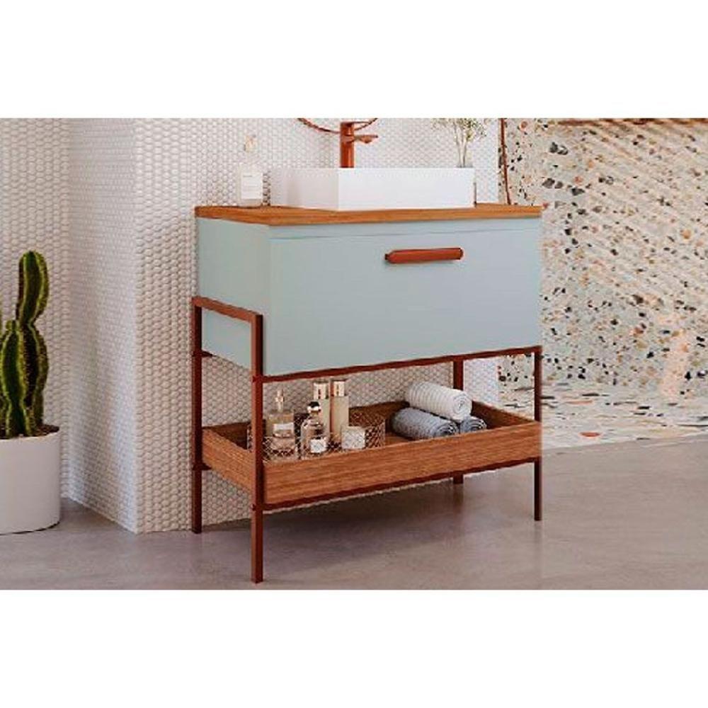 Gabinete De Banheiro Balcão Portinari 1 Porta Com cuba 60cm Pistache-freijo - Mgm - 1