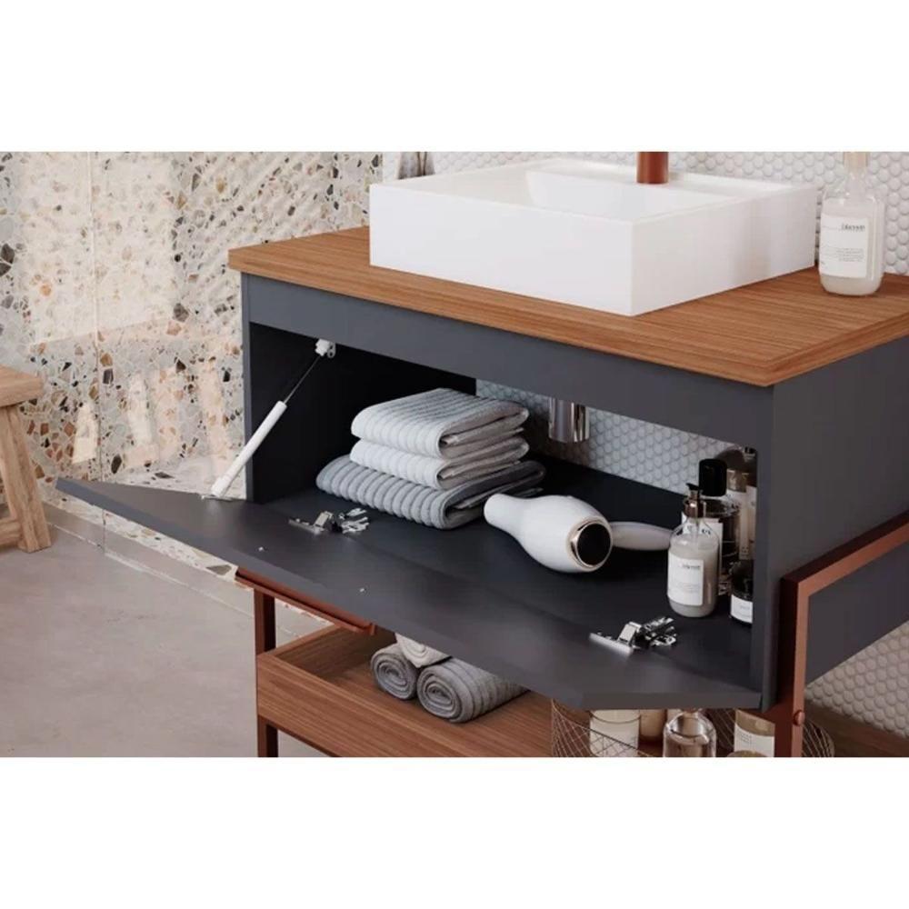 Gabinete De Banheiro Balcão Portinari 1 Porta Com cuba 60cm Pistache-freijo - Mgm - 4