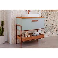 Gabinete De Banheiro Balcão Portinari 1 Porta Com cuba 60cm Pistache-freijo - Mgm - 1