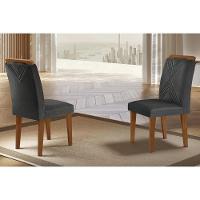 Kit 2 Cadeiras De Cozinha Amsterdã Imbuia-capuccino-linho Grafite - Rufato - 1