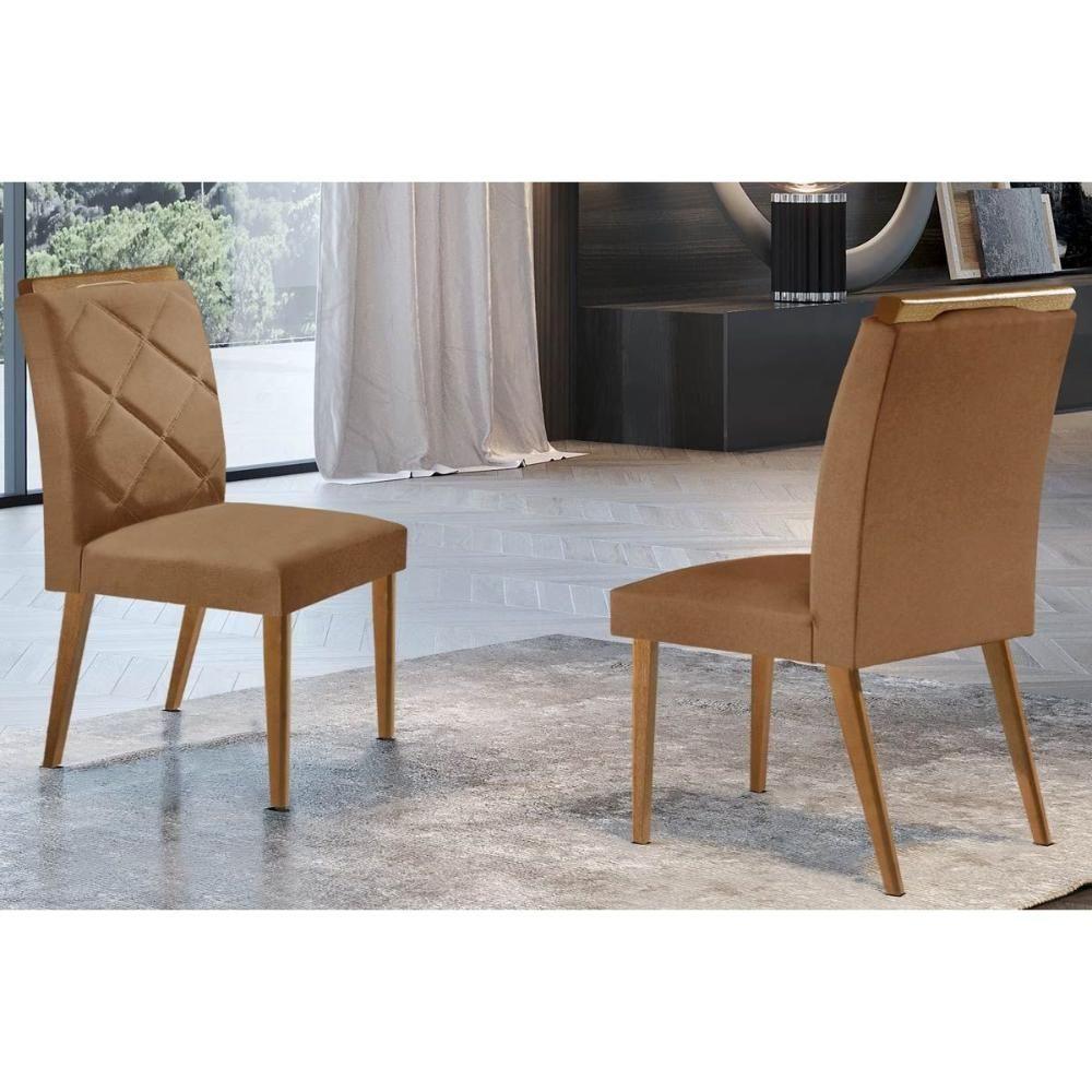 Kit 2 Cadeiras De Cozinha Melissa Madeira Capuccino-suede Capuccino - Rufato - 6