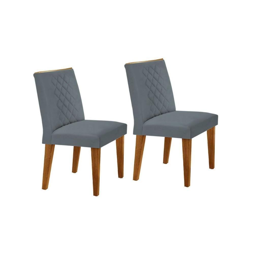 Kit 2 Cadeiras Sala Jantar Jade 2 Un Madeira Capuccino-suede Grafite - Rufato - 1