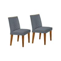 Kit 2 Cadeiras Sala Jantar Jade 2 Un Madeira Capuccino-suede Grafite - Rufato - 1