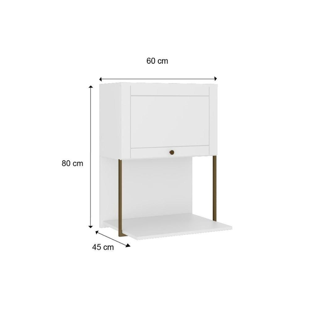 Armário Aéreo Para Cozinha Bella 2605 Com 1 Porta 60cm Branco - Carraro - 2