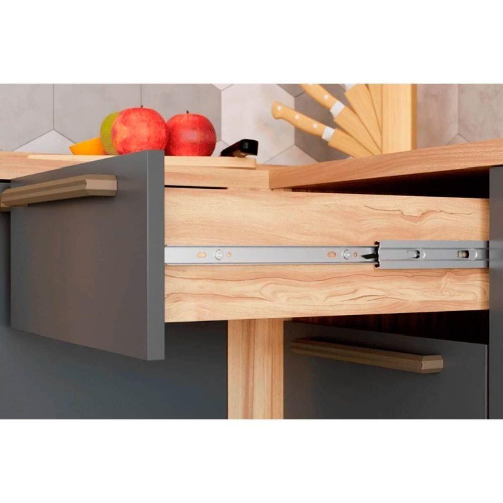 Módulo Cozinha Ronipa Nápoli Prime Balcão 3 Portas E 2 Gavetas C- Tampo 120cm Amendoa-off White-ronipa - 4