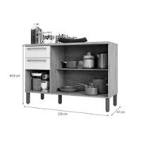 Módulo Cozinha Ronipa Nápoli Prime Balcão 3 Portas E 2 Gavetas C- Tampo 120cm Amendoa-off White-ronipa - 3