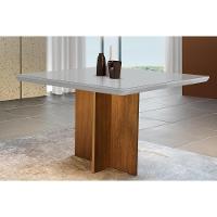 Mesa P- Cozinha Berlim C- Tampo 90x90cm Madeirado Vidro Canto Curvo - Imbuia-off White - Rufato - 1