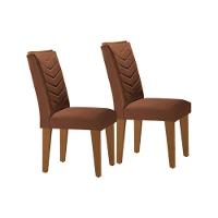 Kit 2 Cadeiras De Cozinha Londrina Madeira Capuccino-suede Marrom - Rufato - 1