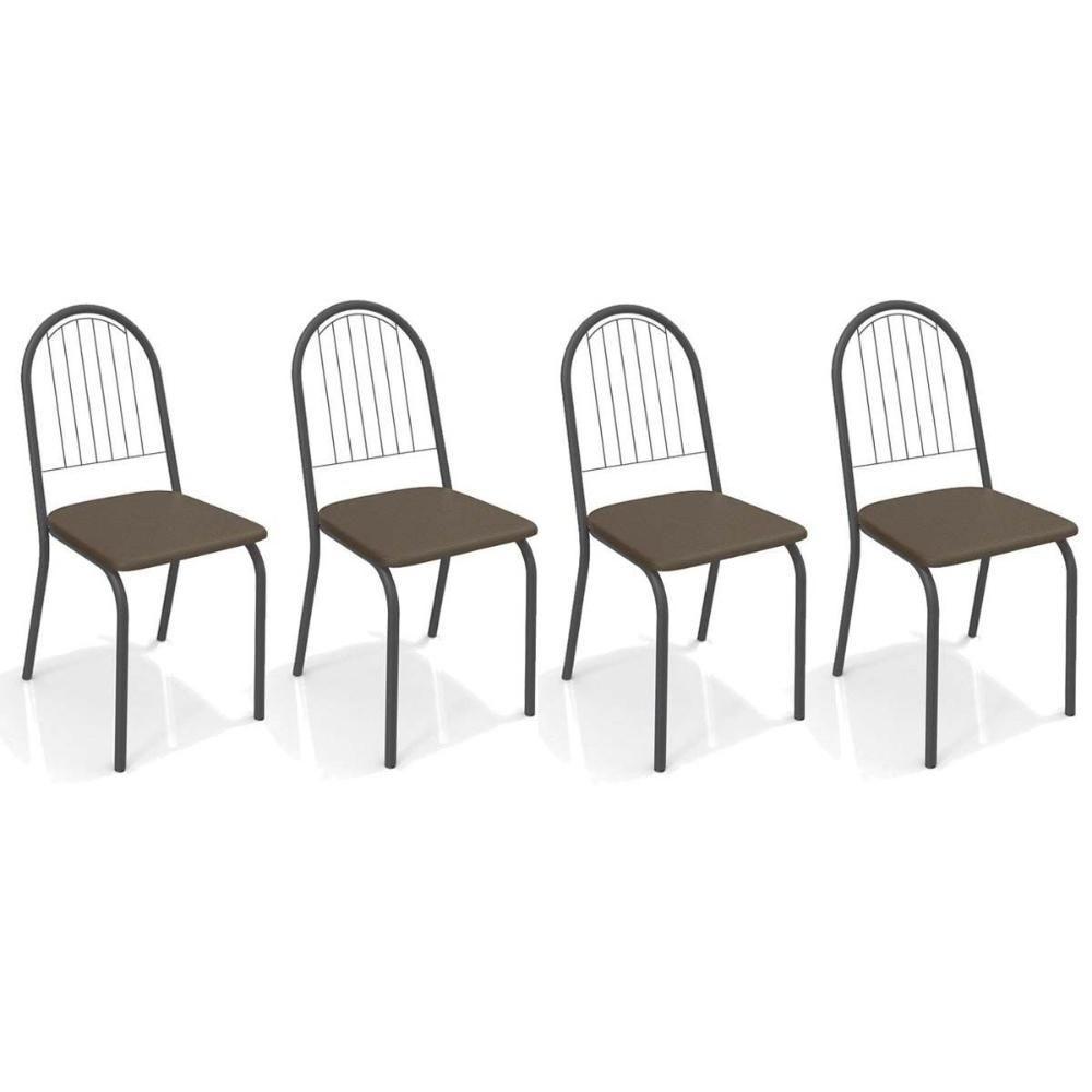 Cadeira Sala De Jantar Noruega 2c077 Kit 4 Un Preto Fosco-marrom 21 - Kappesberg - 1