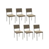 Cadeira Sala De Jantar Zaria 2c128 Kit 6 Un Niquel-bege A036 Suede Suede - Kappesberg - 1