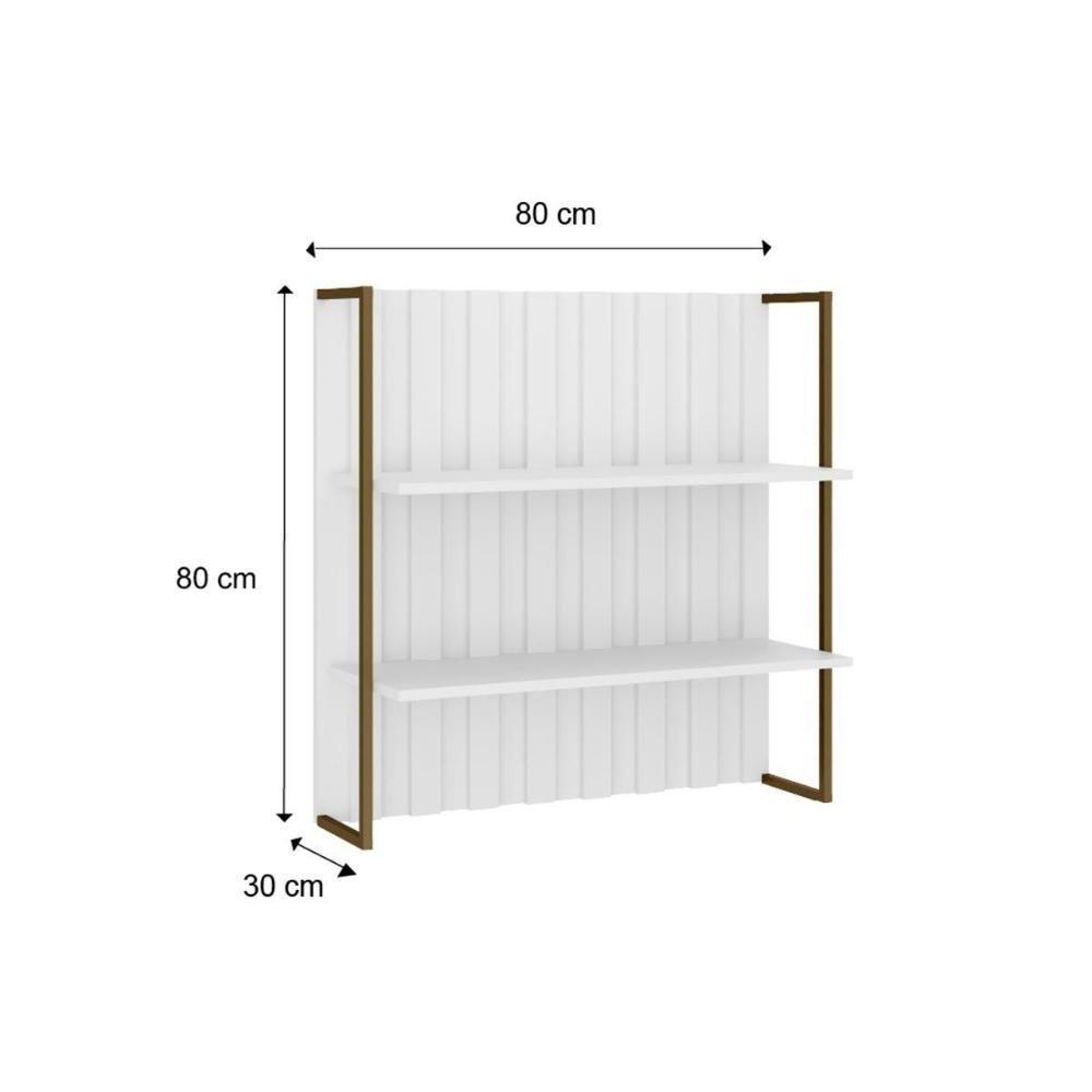 Armário Aéreo Para Cozinha Bella Ripado 2606 Com 2 Prateleiras 80cm Branco - Carraro - 2