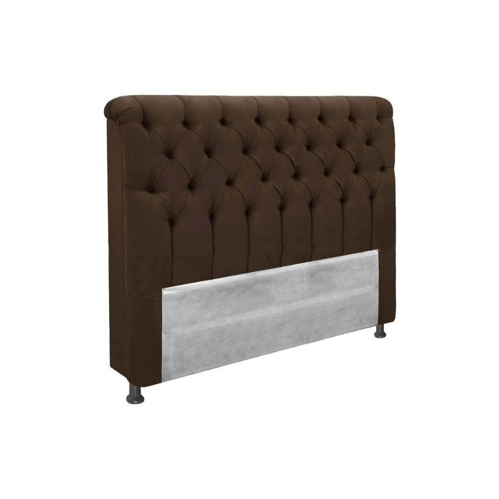 Painel De Cama Box Estofada Queen Imperatriz Plus Suede Marrom Chocolate - Simbal - 1