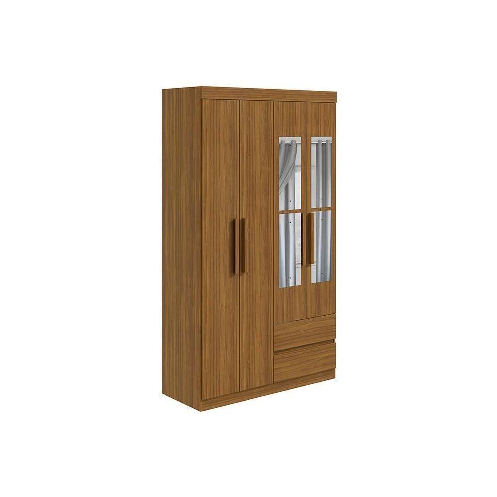 Guarda Roupa Solteiro 4 Portas E 2 Gavetas C- Espelho Zeus Amêndoa - 2