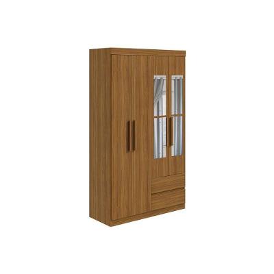 Guarda Roupa Solteiro Zeus 4 Portas de Abrir 2 Gavetas Amêndoa MDP Lopas