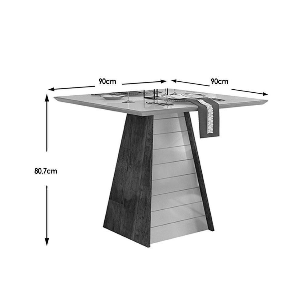 Sala De Jantar Completa Fler Tampo Madeirado C- Vidro 90x90cm E 4 Cadeiras Jade Cedro-off White - Suede Moca - Dj Móveis - 3