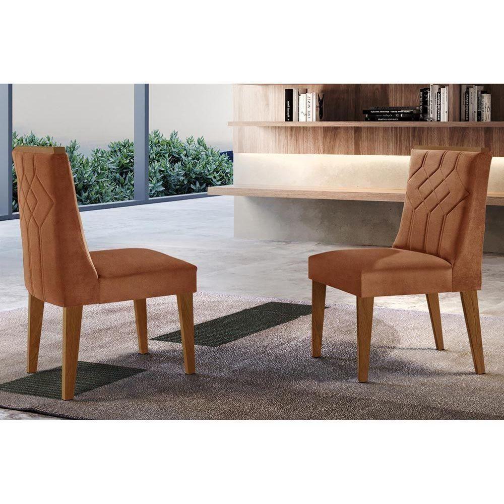 Cadeira Sala De Jantar Nevada Kit 2 Un Imbuia-suede Creme - Rufato - 3