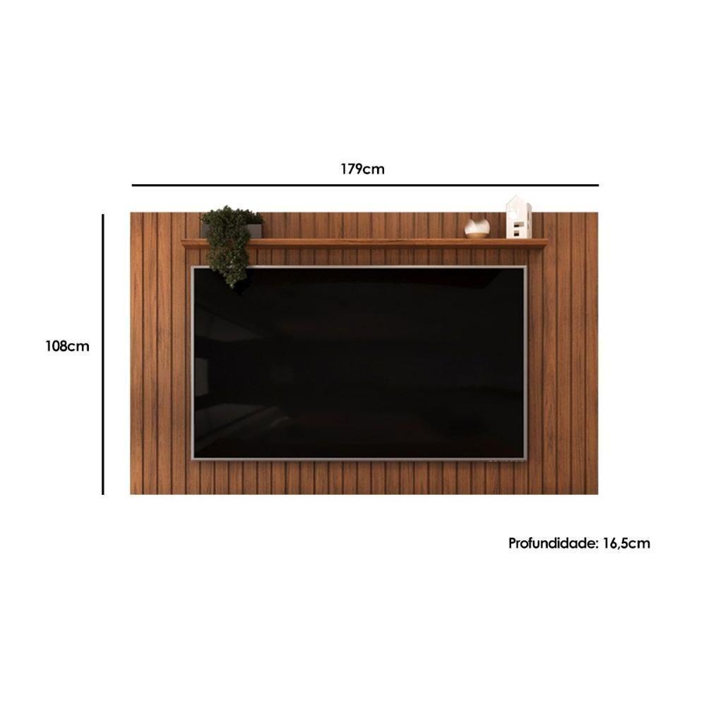 Painel Quarto P/ Tv Até 65 Pol Lume Ripado C/ Prateleira 175x108cm Freijo - Dj Móveis - 4
