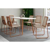 Cadeira Sala De Jantar Wood 1751 Kit 6 Uni Rose-linho Areia - Carraro - 6