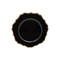 Sousplat De Chá Em Polipropileno 25cm Rafimex Preto E Dourado - 1