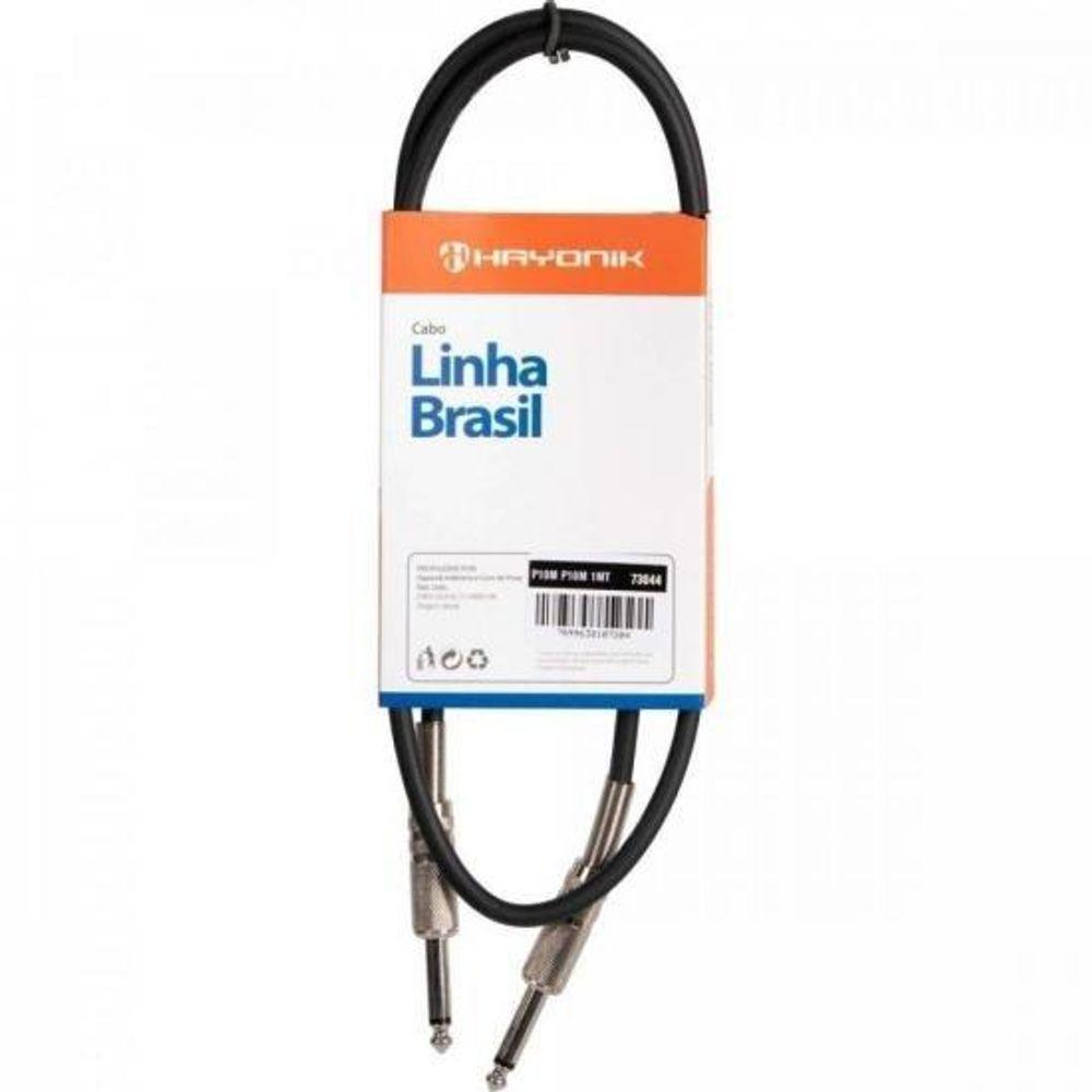 Cabo Para Instrumentos Hayonik Linha Brasil P10 X P10 1m Preto [f003] - 2